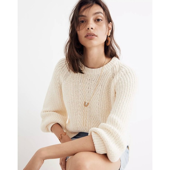 Madewell Balloon Sleeve Pullover Knit Sweater in Red Size XS - Picture 2 of 8